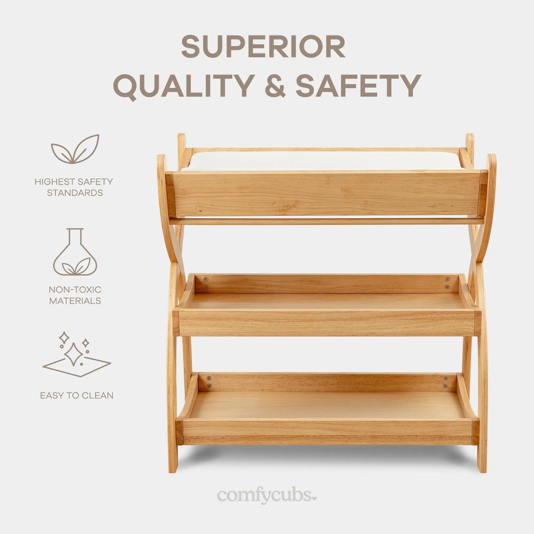 Comfy Cubs Baby Changing Table by Comfy Cubs - Natural Wood - 