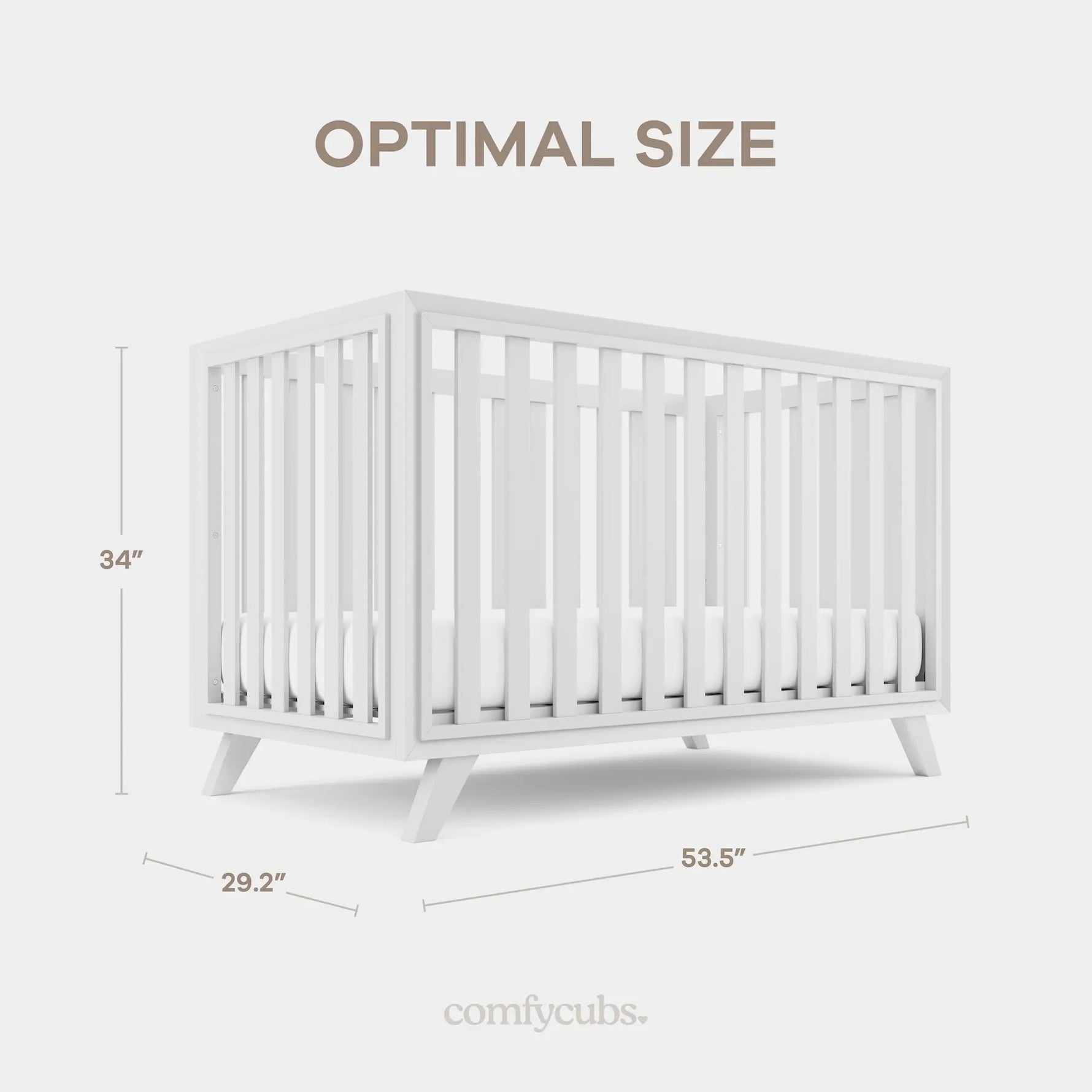 Comfy Cubs Baby Crib for 0 to 3 Years - All White - 