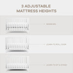 Comfy Cubs Baby Crib for 0 to 3 Years - All White - 