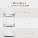 Comfy Cubs Baby Crib for 0 to 3 Years - White Bars and Frame and Natural Wood Leg - 