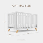 Comfy Cubs Baby Crib for 0 to 3 Years - White Bars and Frame and Natural Wood Leg - 