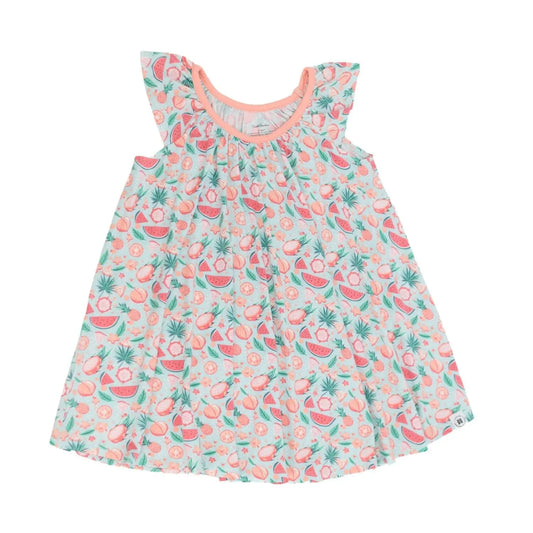Baby Doll Dress for Girls Comfortable Lightweight Scoop Neck Flutter Sleeves Above Knee Length Playtime Outfit Sweet Bamboo