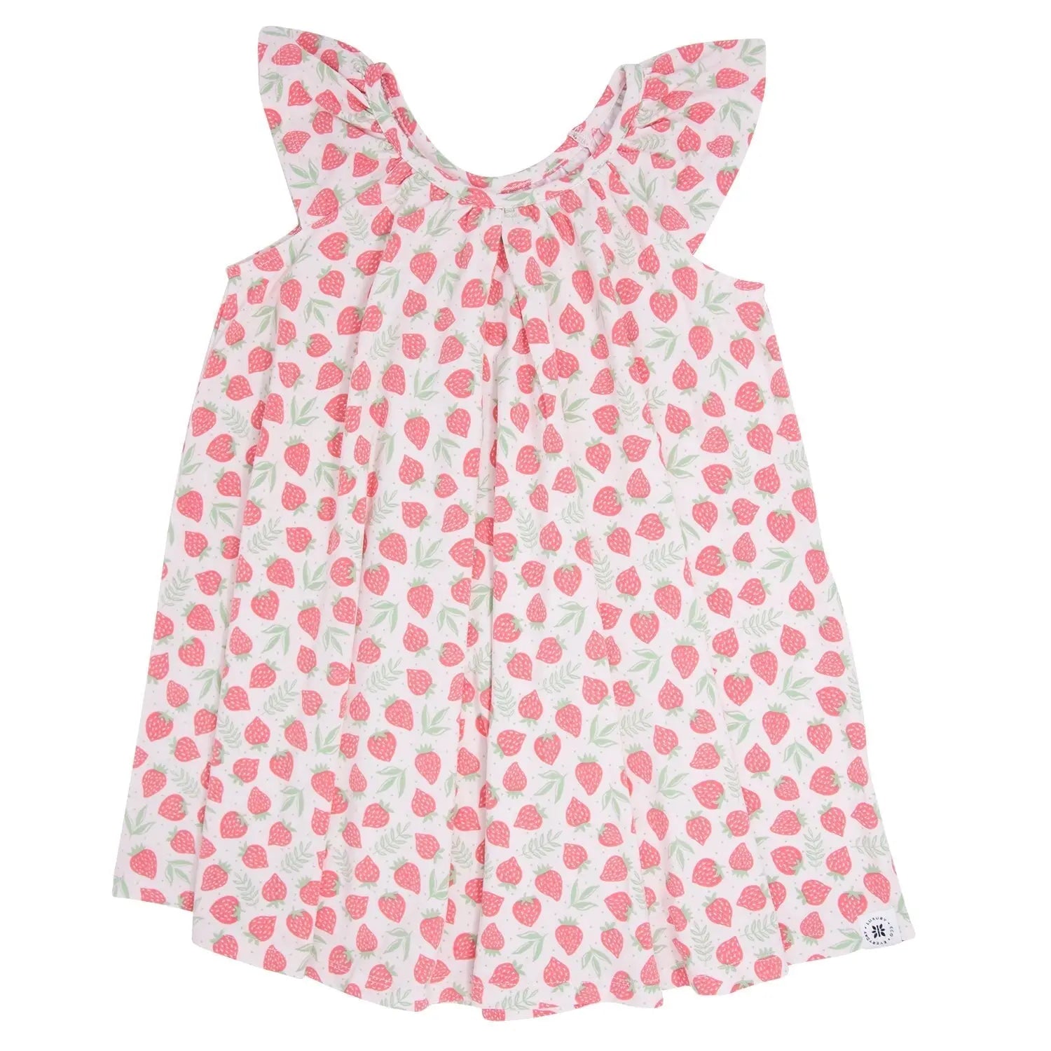 Baby Doll Dress for Girls with Scoop Neck and Flutter Sleeves in Lightweight Fabric Sweet Bamboo