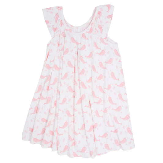 Baby Doll Dress For Girls With Scoop Neck And Flutter Sleeves Sweet Bamboo