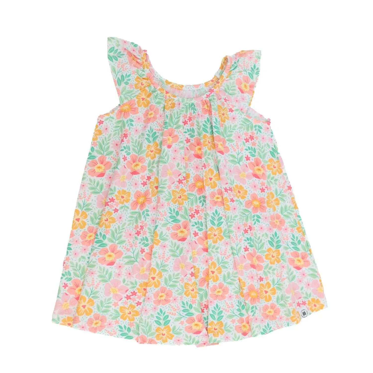 Baby Doll Dress for Girls Lightweight Fabric Scoop Neck Flutter Sleeves Above Knee Length Comfortable Playtime Outfit Sweet Bamboo