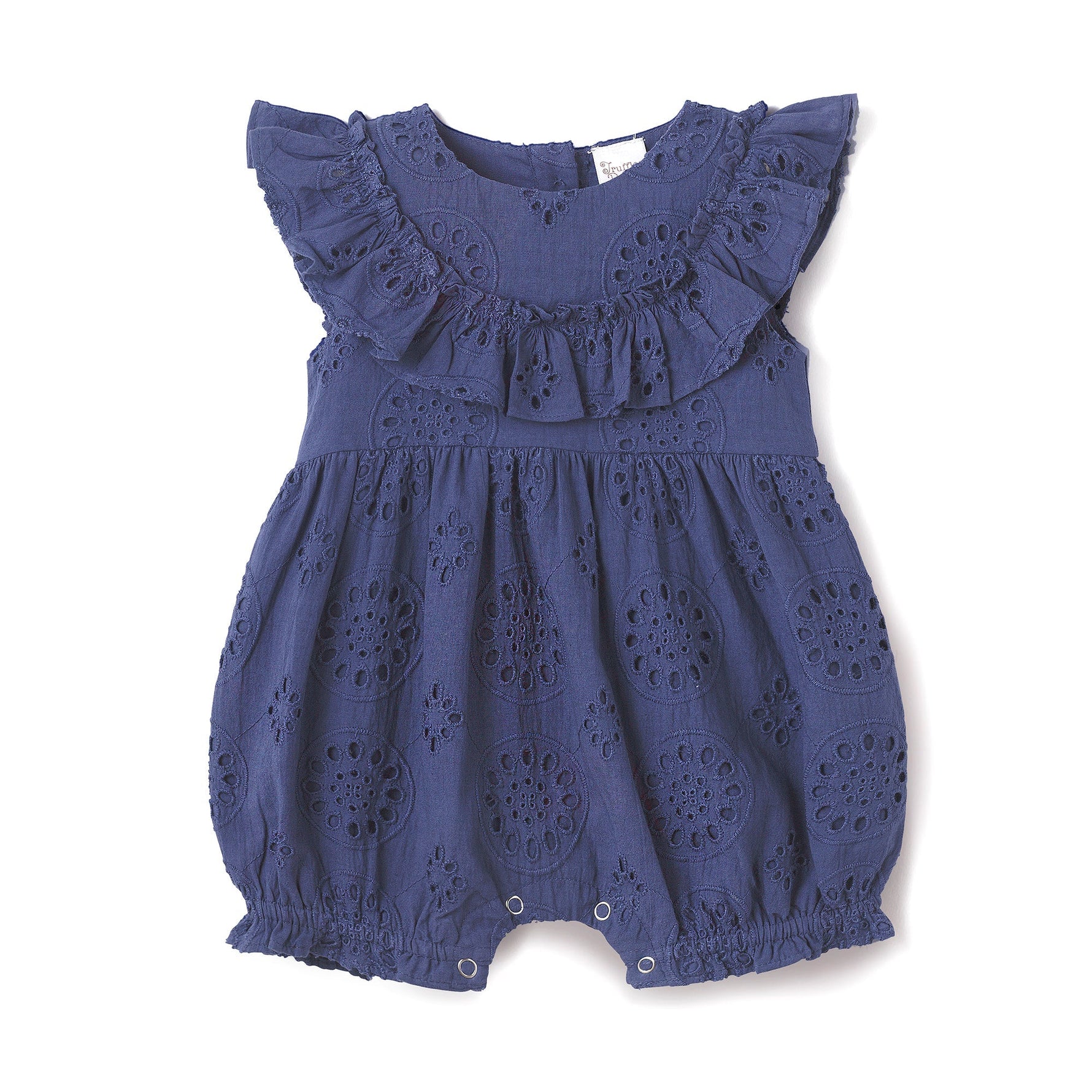 Tesa Babe Baby Eyelet Romper Blue Cotton Ruffle One - Piece for GirlsEveretts Place