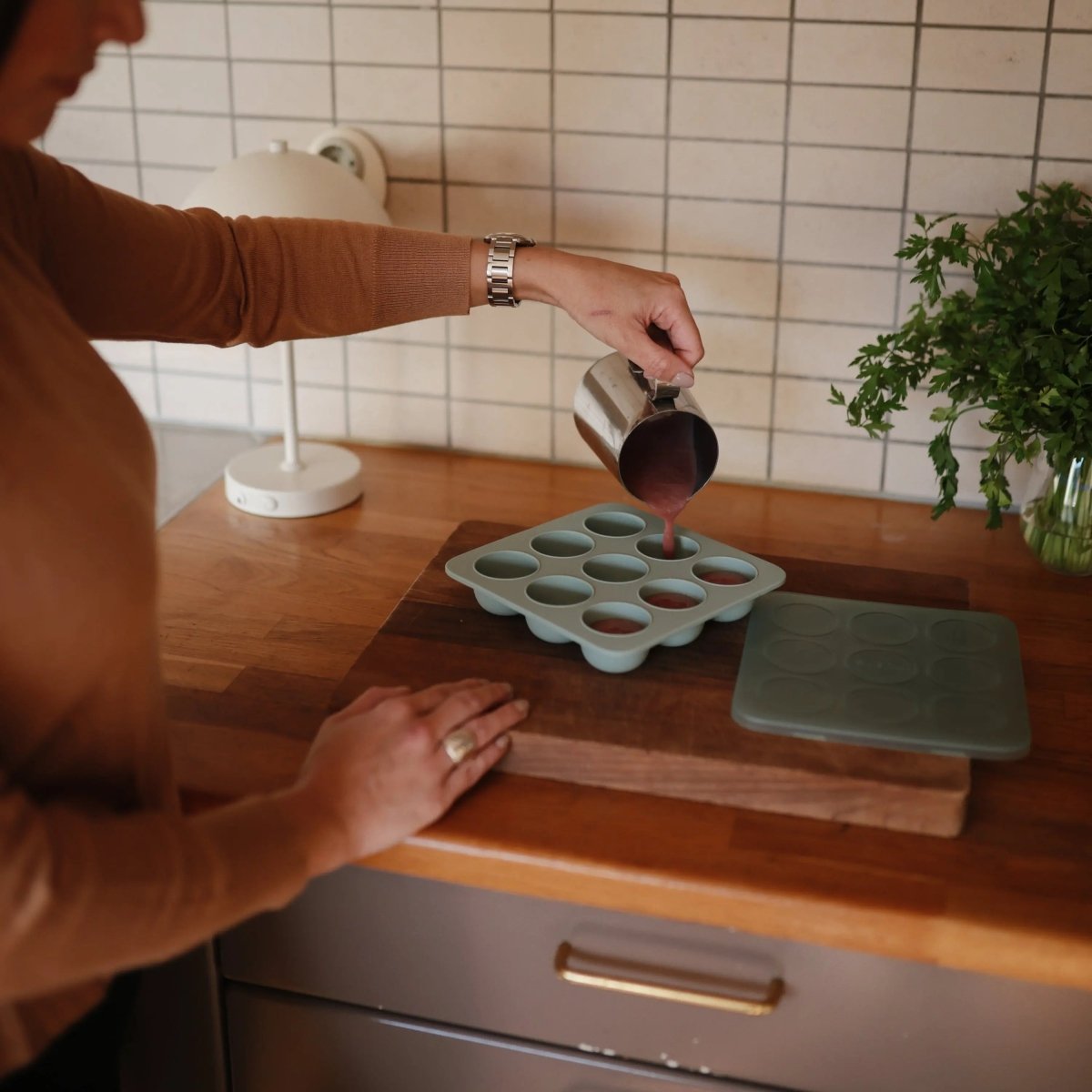 Mushie Baby Food Freezer Tray Silicone Storage with Measuring Marks 1.5 Ounce Cups - Everetts Place Boutique - 