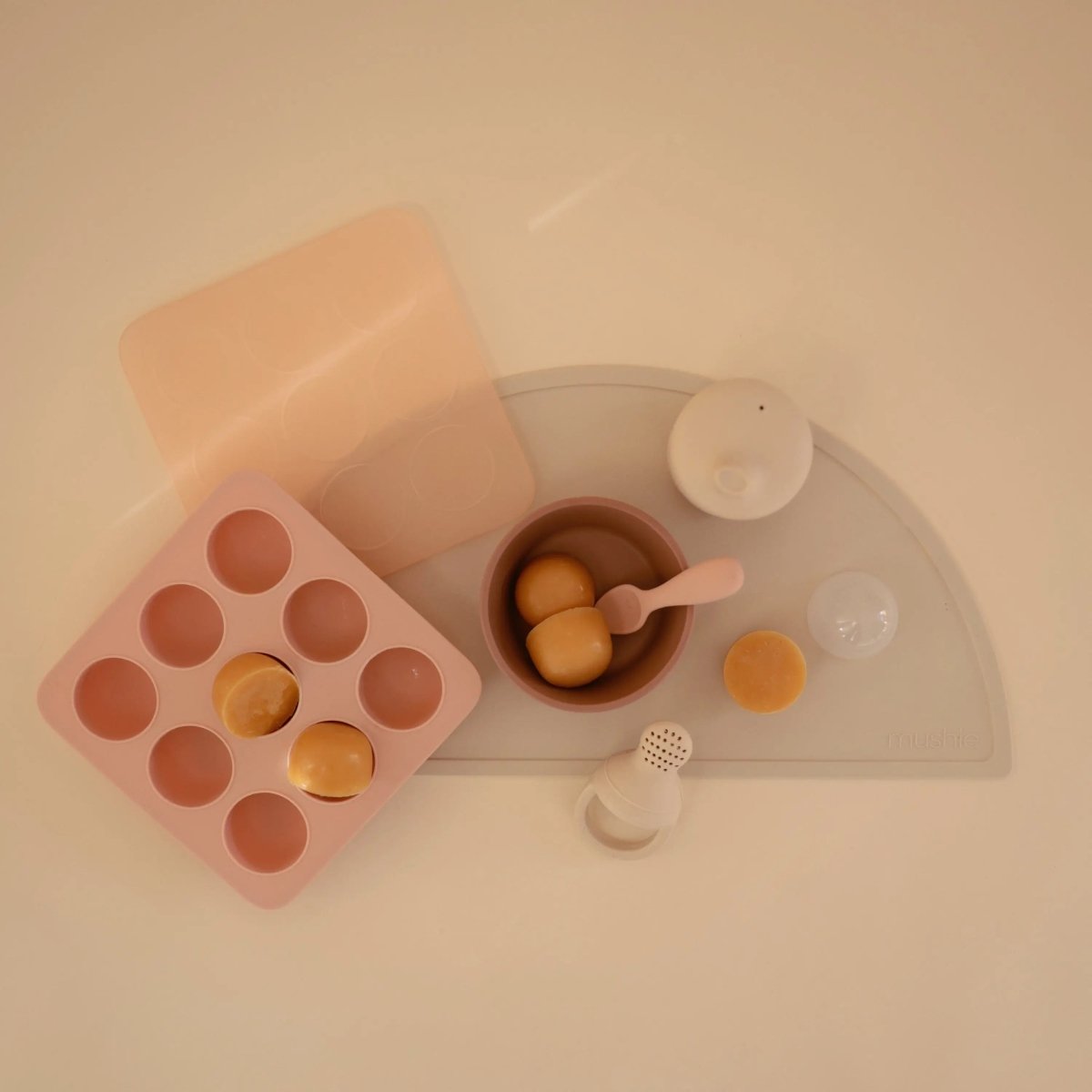 Mushie Baby Food Freezer Tray Silicone Storage with Measuring Marks 1.5 Ounce Cups - Everetts Place Boutique - 
