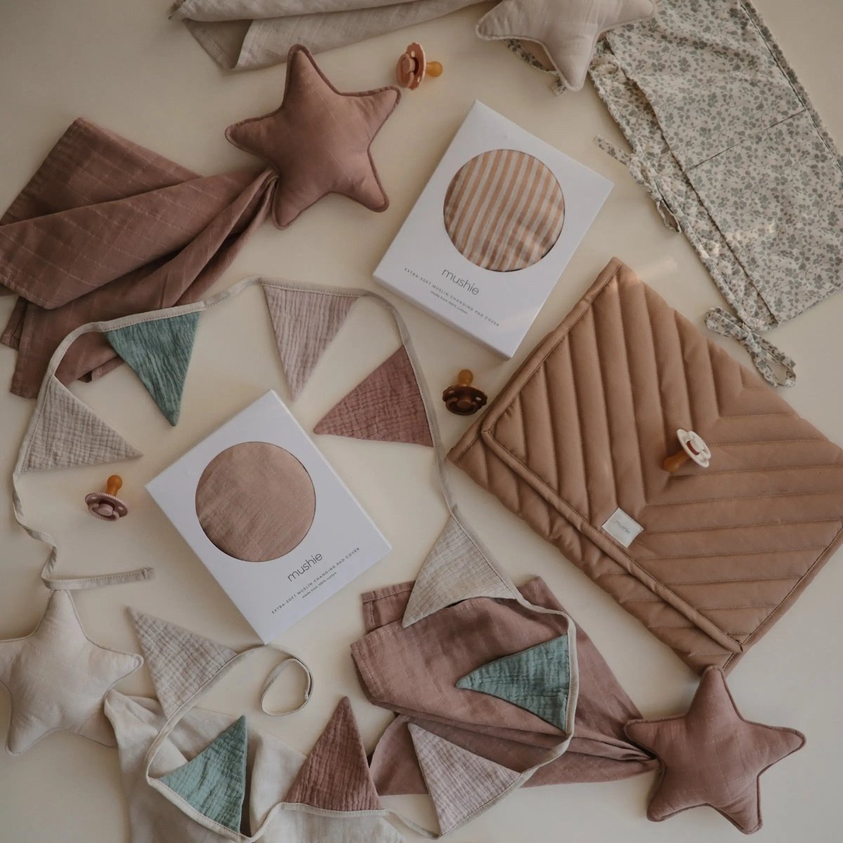 Mushie Baby Garland Soft Playful Nursery Decor Gender Neutral Colors - Everetts Place Boutique - 