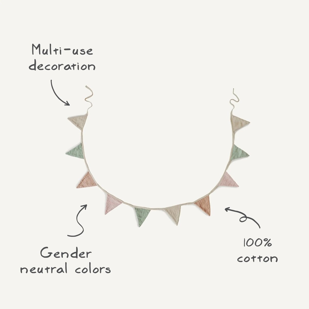 Mushie Baby Garland Soft Playful Nursery Decor Gender Neutral Colors - Everetts Place Boutique - 