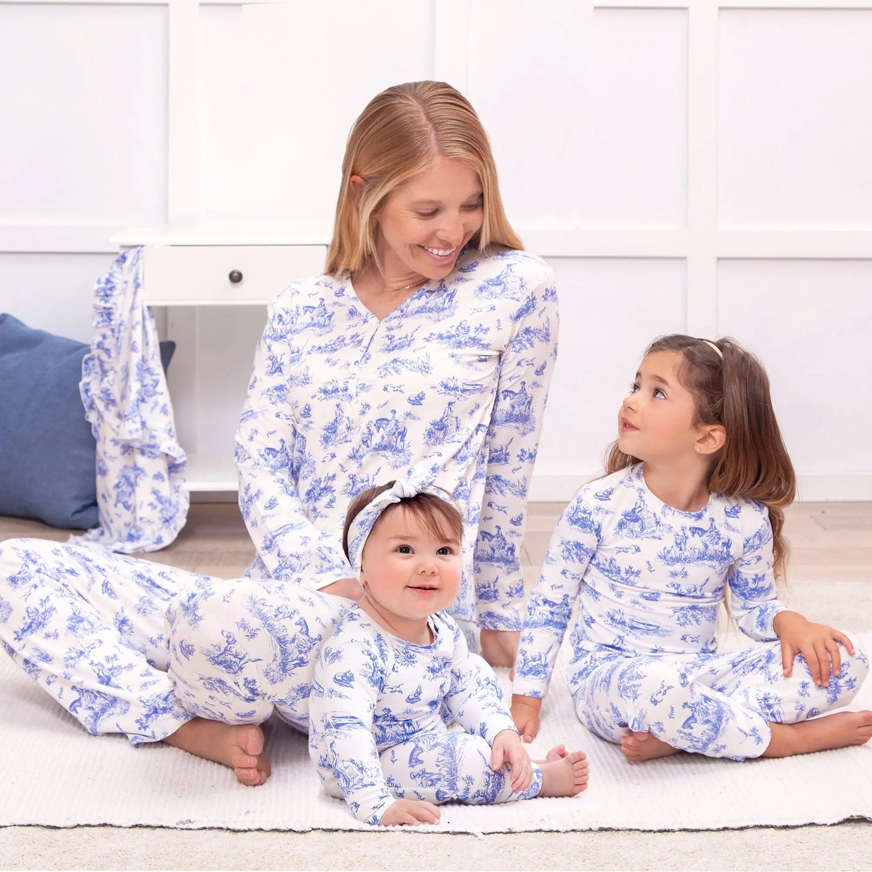 Tesa Babe Baby Girl Toile de Jouy Bamboo Zipper Romper - Mommy and Me - 