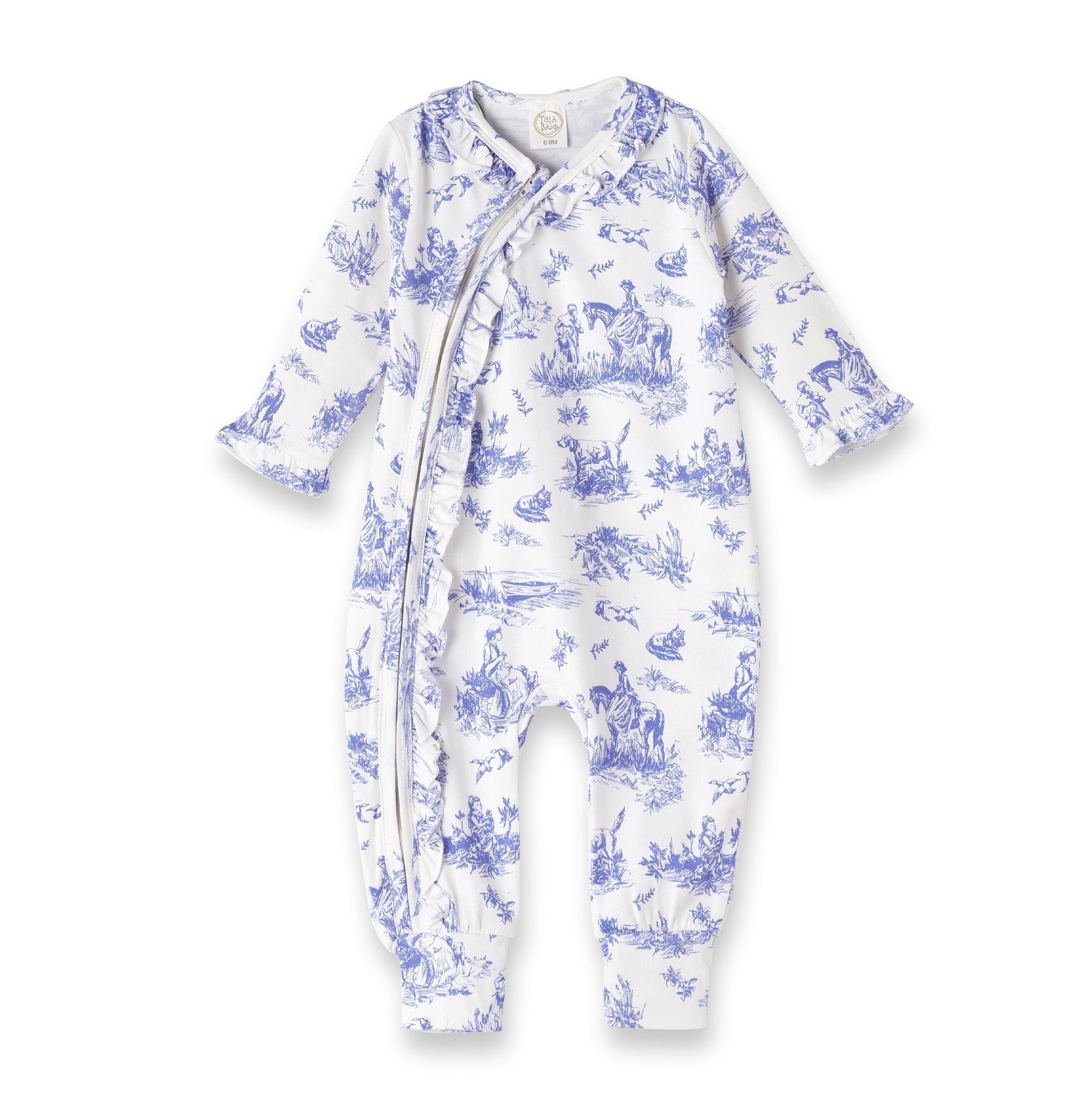 Tesa Babe Baby Girl Toile de Jouy Bamboo Zipper Romper - Mommy and MeEveretts Place