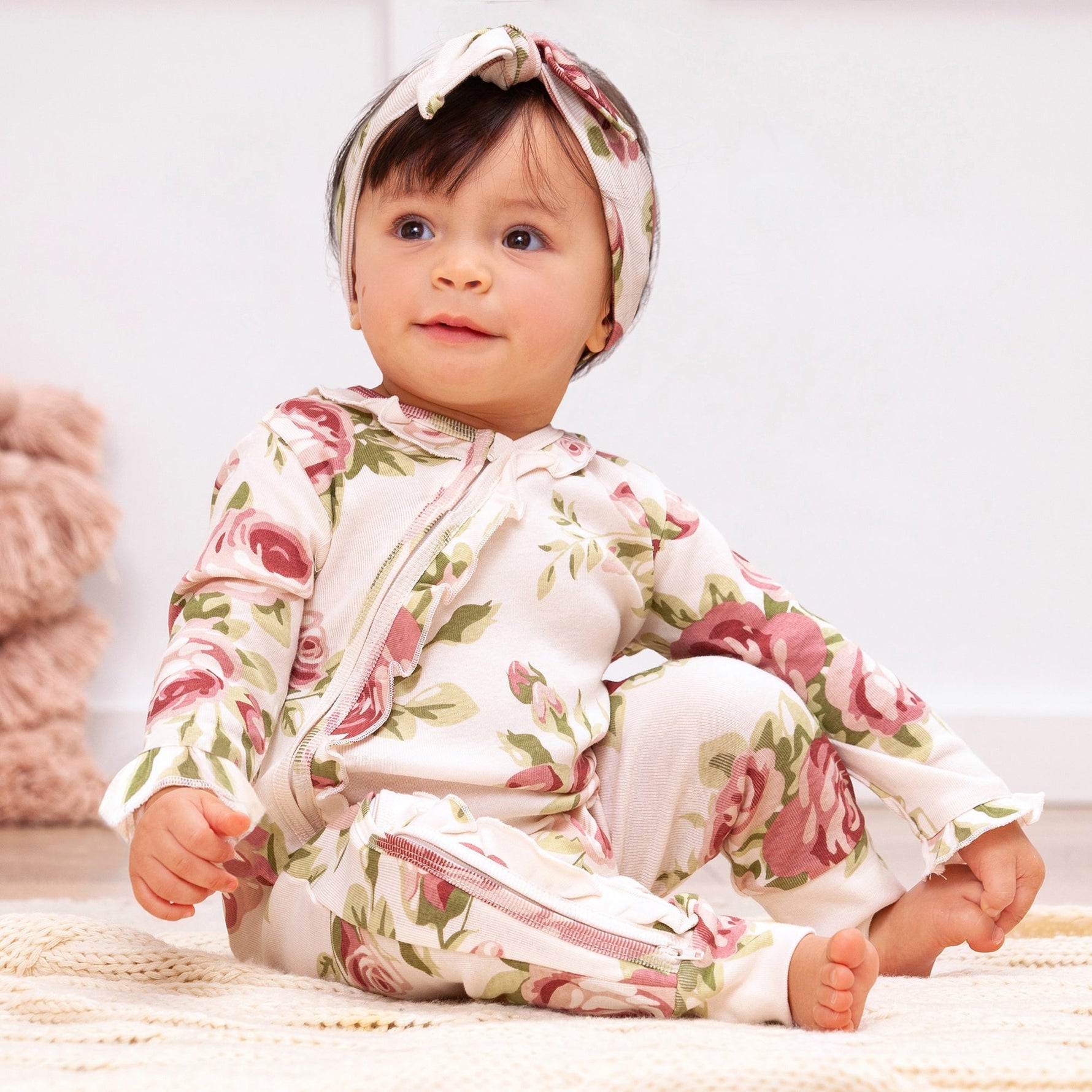 Baby Girl's Cabbage Rose Cotton Zippered Romper - Baby & Toddler Clothing, Pink, Child, Nightwear, Pajamas | Everetts Place