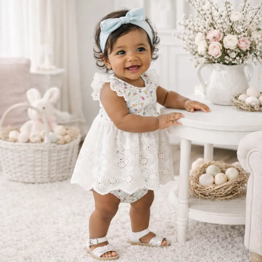 Tesa Babe Baby Girl's Cottontail Garden Bamboo Skirted Easter Bodysuit - 