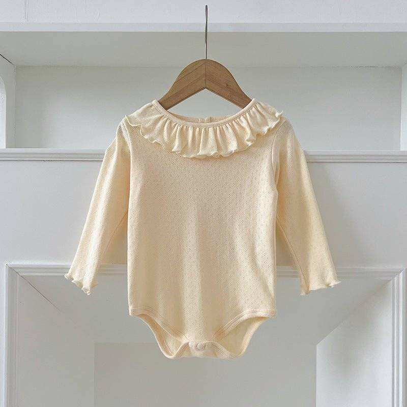 Baby GirlsThis baby girl's long-sleeved bodysuit features a charming scalloped neckline and is available in a variety of colors and sizes. Its adorable hollow-out pattern addsEveretts Place: Online Boutique 