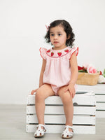 Baby Girls Strawberry Plaid Smocked Romper - Baby & Toddler Clothing, Pink, Child, Dress, Ruffle | Everetts Place