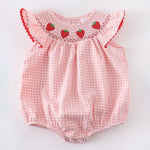 Rylee Faith Designs Baby Girls Strawberry Plaid Smocked RomperEveretts Place