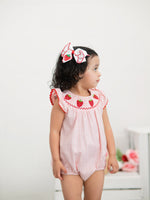 Rylee Faith Designs Baby Girls Strawberry Plaid Smocked Romper - 