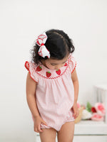 Rylee Faith Designs Baby Girls Strawberry Plaid Smocked Romper - 