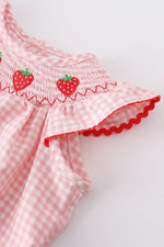 Rylee Faith Designs Baby Girls Strawberry Plaid Smocked RomperEveretts Place