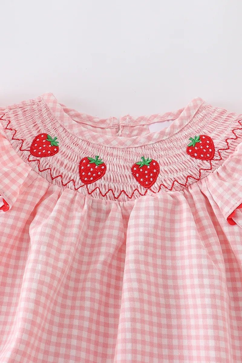 Rylee Faith Designs Baby Girls Strawberry Plaid Smocked RomperEveretts Place