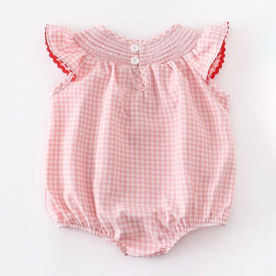 Rylee Faith Designs Baby Girls Strawberry Plaid Smocked RomperEveretts Place