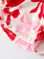 Rylee Faith Designs Baby Girls Valentine’s Bow Print Long Sleeve Ruffle Romper - 