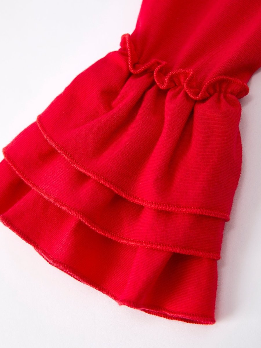 Rylee Faith Designs Baby Girls Valentine’s Bow Print Long Sleeve Ruffle Set - 