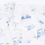 Angel Dear Baby Golf Carts Blue - Polo Button Up with Casual Short - 
