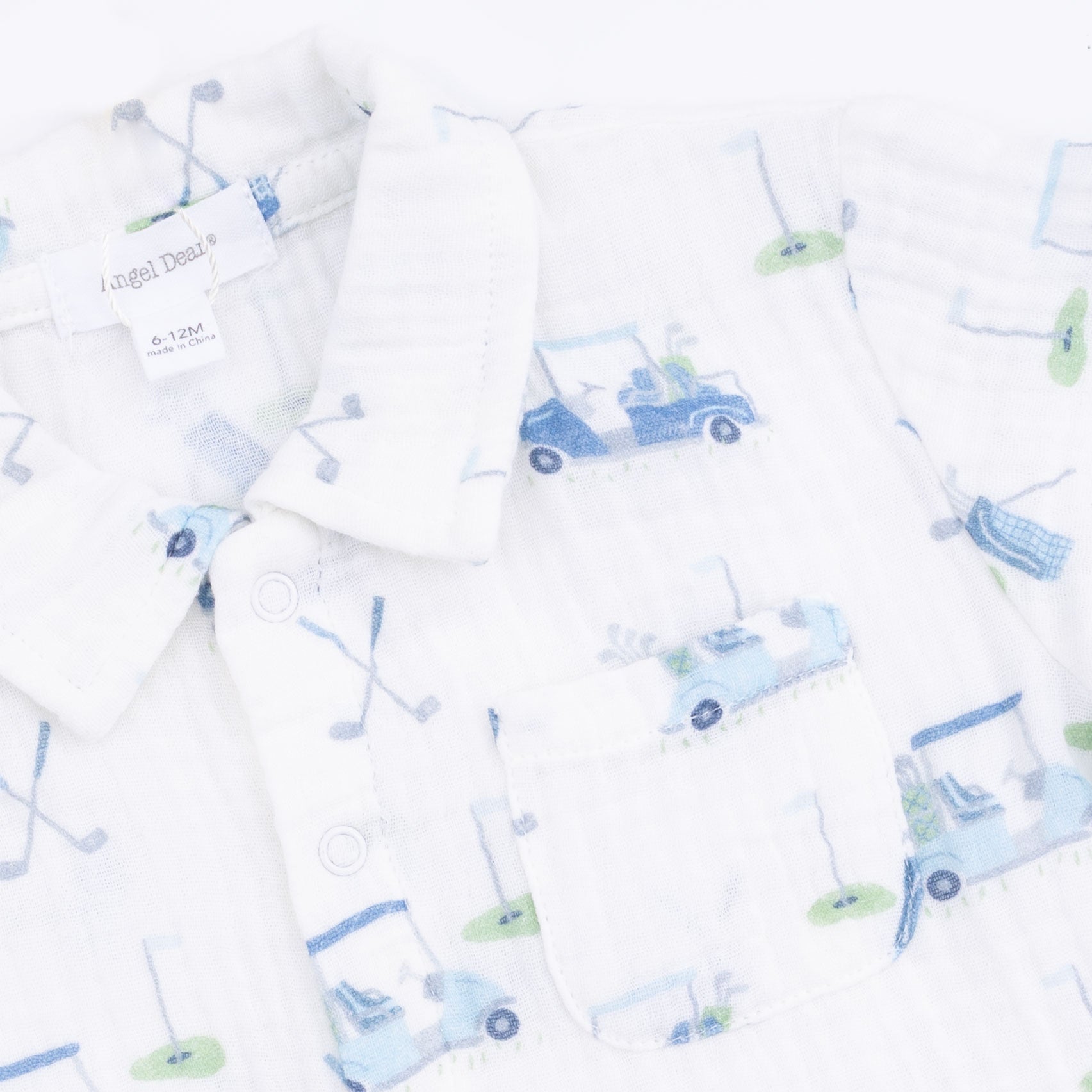 Angel Dear Baby Golf Carts Blue - Polo Button Up with Casual Short - 