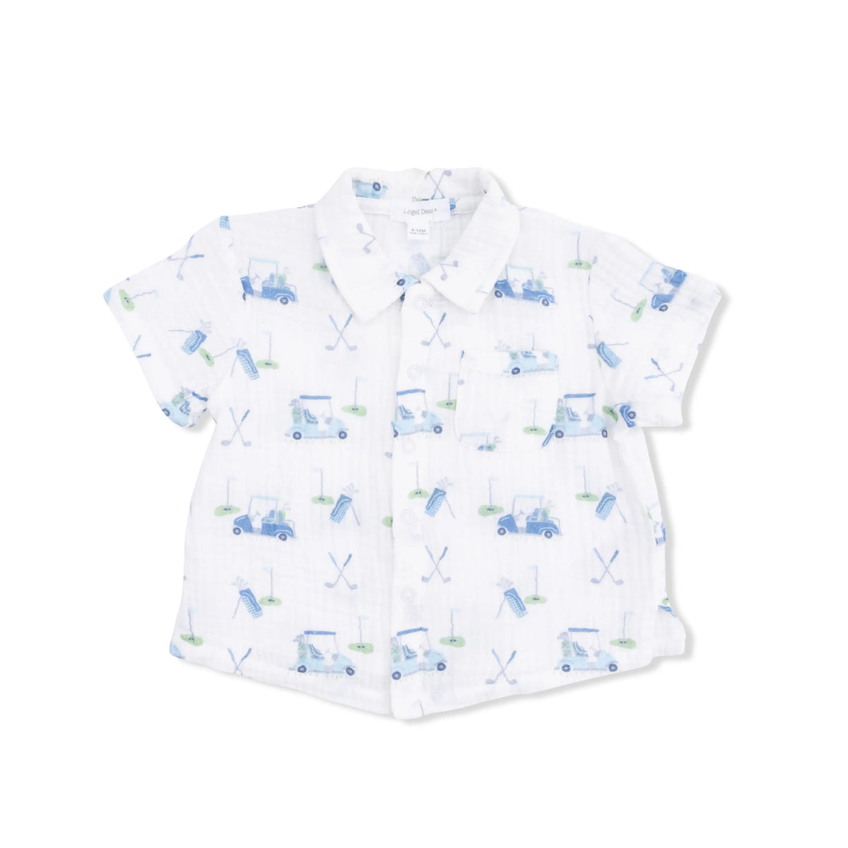 Angel Dear Baby Golf Carts Blue - Polo Button Up with Casual Short - 