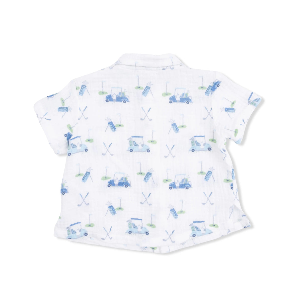 Angel Dear Baby Golf Carts Blue - Polo Button Up with Casual Short - 