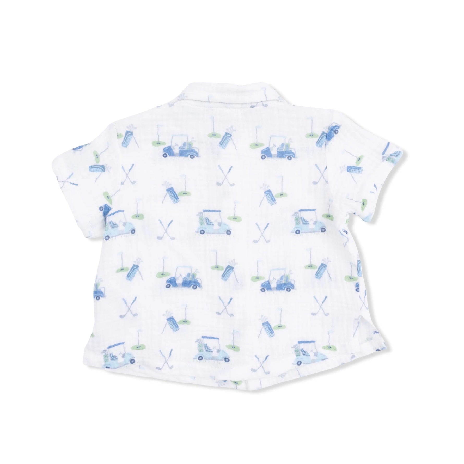 Angel Dear Baby Golf Carts Blue - Polo Button Up with Casual Short - 