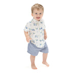 Angel Dear Baby Golf Carts Blue - Polo Button Up with Casual Short - 