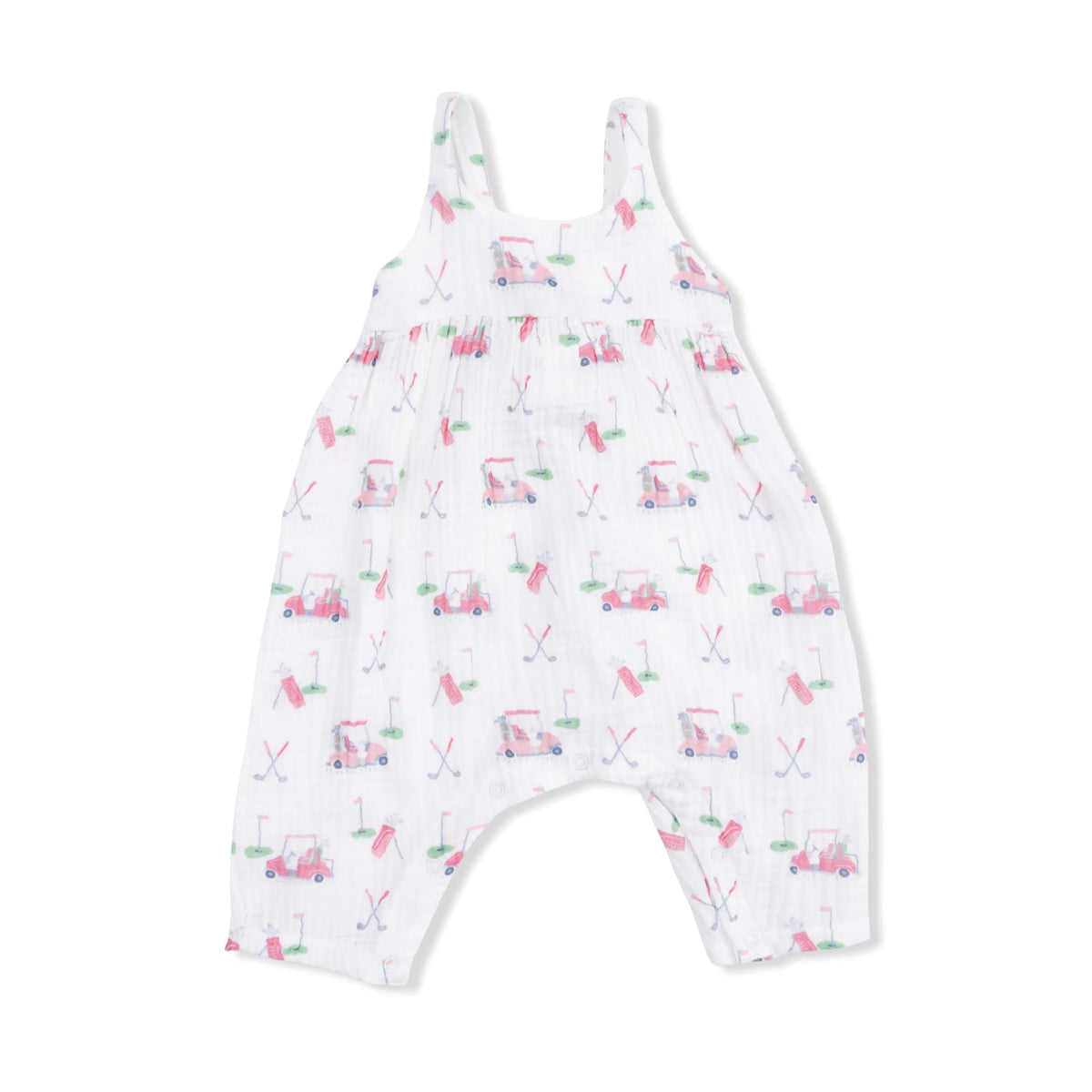 Angel Dear Baby Golf Carts Pink - Tie Back Romper - 