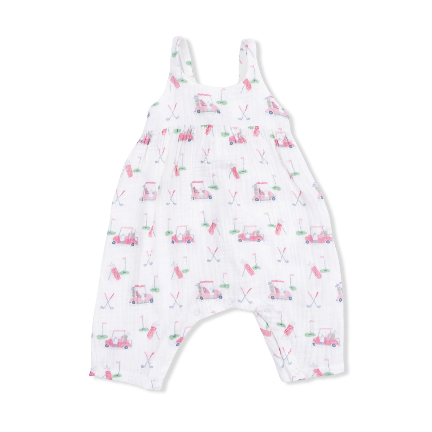Angel Dear Baby Golf Carts Pink - Tie Back Romper - 