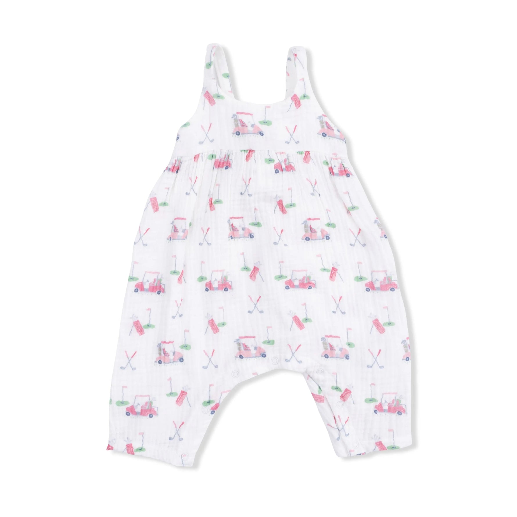 Angel Dear Baby Golf Carts Pink - Tie Back Romper - 