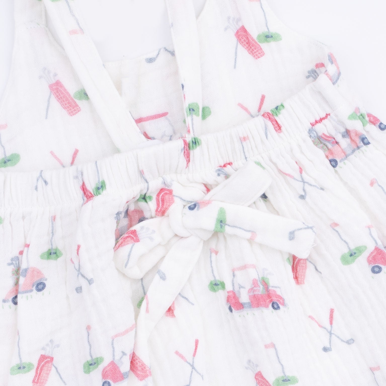 Angel Dear Baby Golf Carts Pink - Tie Back Romper - 