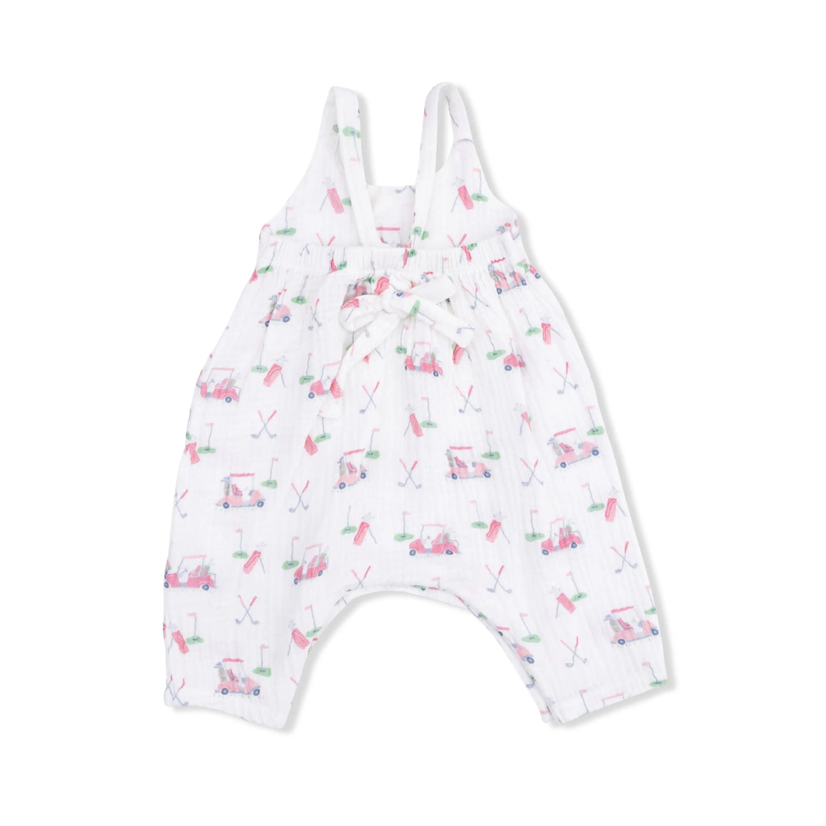 Angel Dear Baby Golf Carts Pink - Tie Back Romper - 