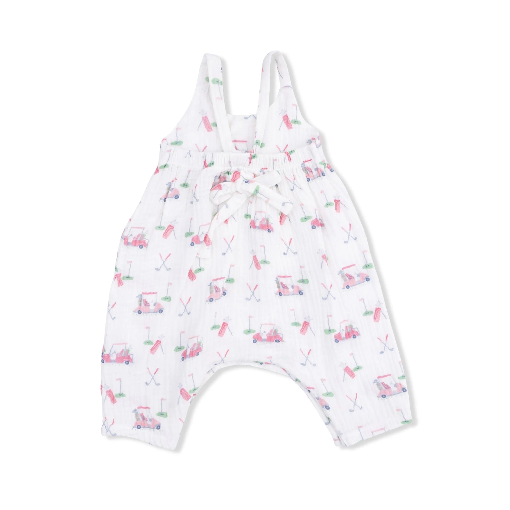 Angel Dear Baby Golf Carts Pink - Tie Back Romper - 
