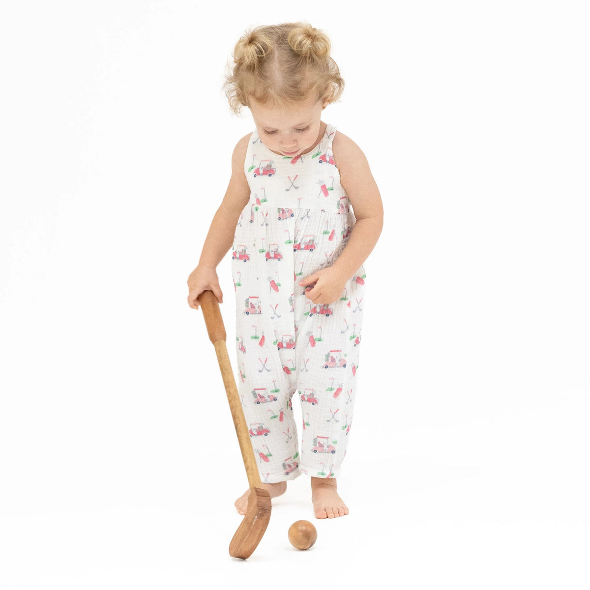 Angel Dear Baby Golf Carts Pink - Tie Back Romper - 