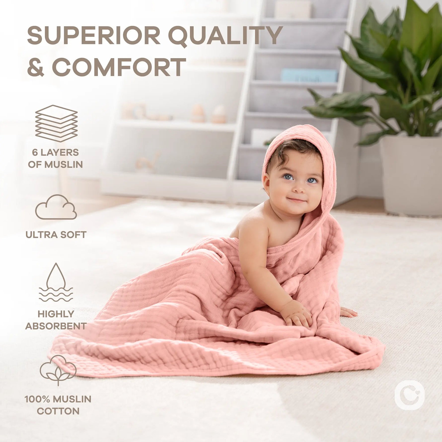 Comfy Cubs Baby Hooded Towels in Bold Blush - 