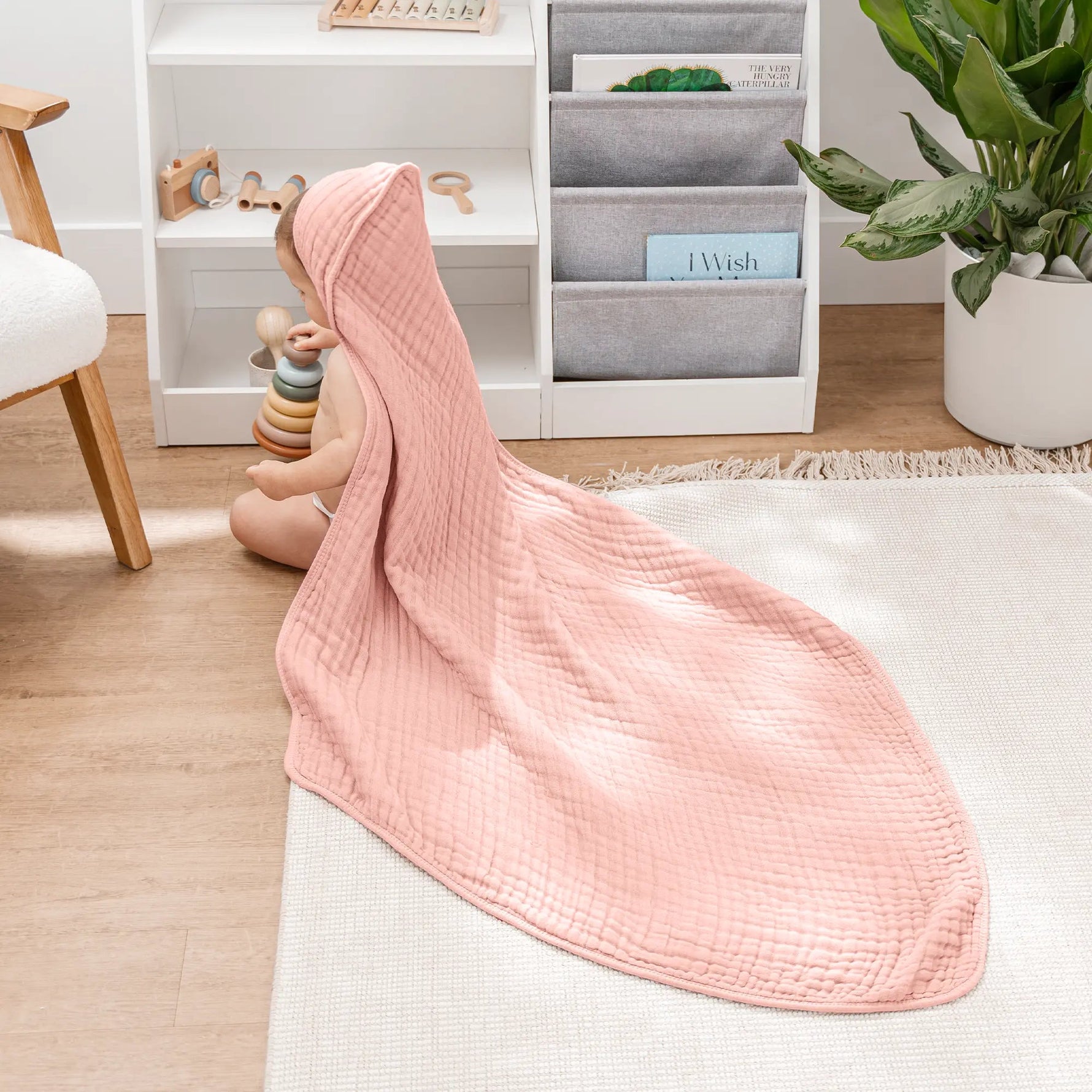 Comfy Cubs Baby Hooded Towels in Bold Blush - 