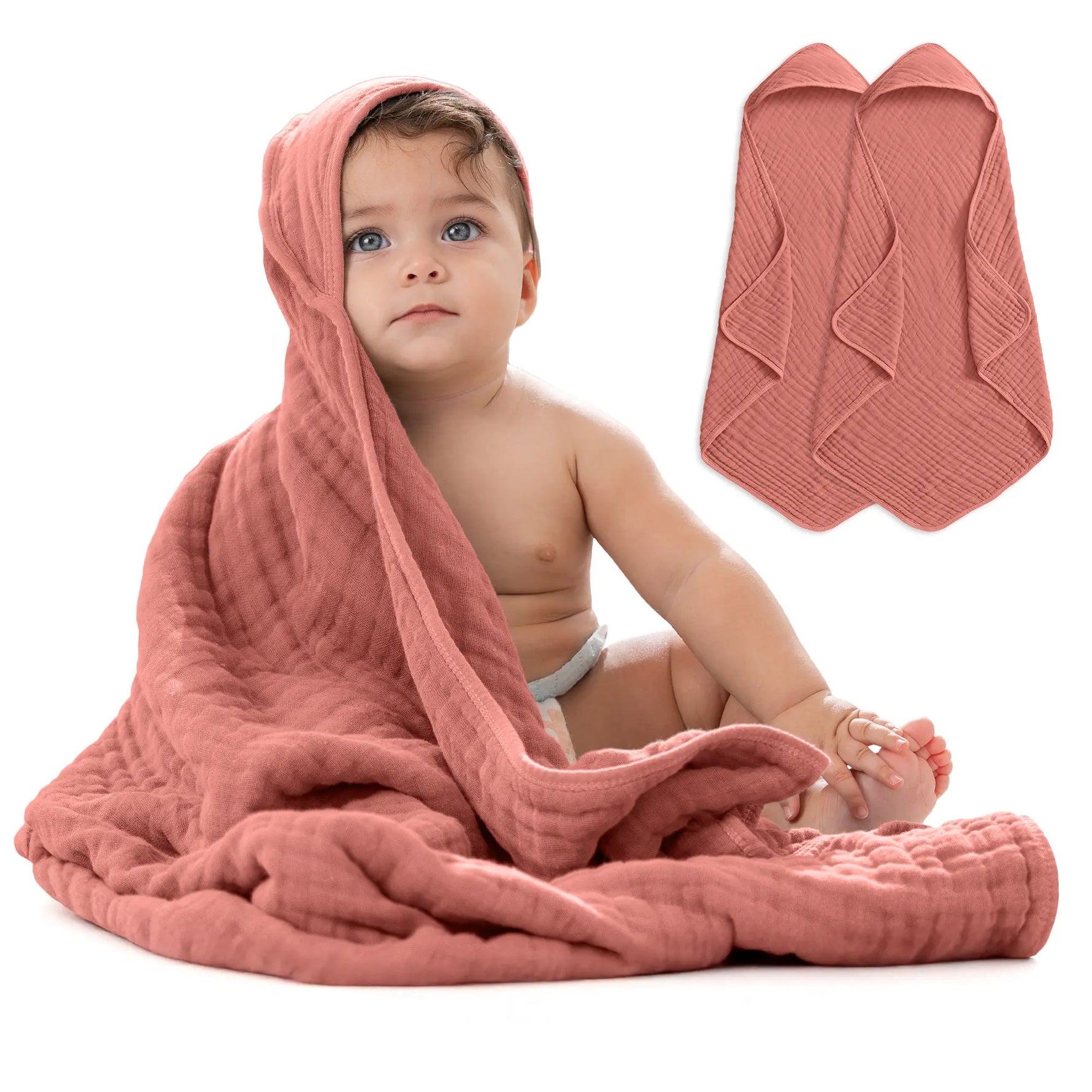 Comfy Cubs Baby Hooded Towels in Dusty Rose - 