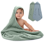 Comfy Cubs Baby Hooded Towels in Pacific Blue & Fern - 