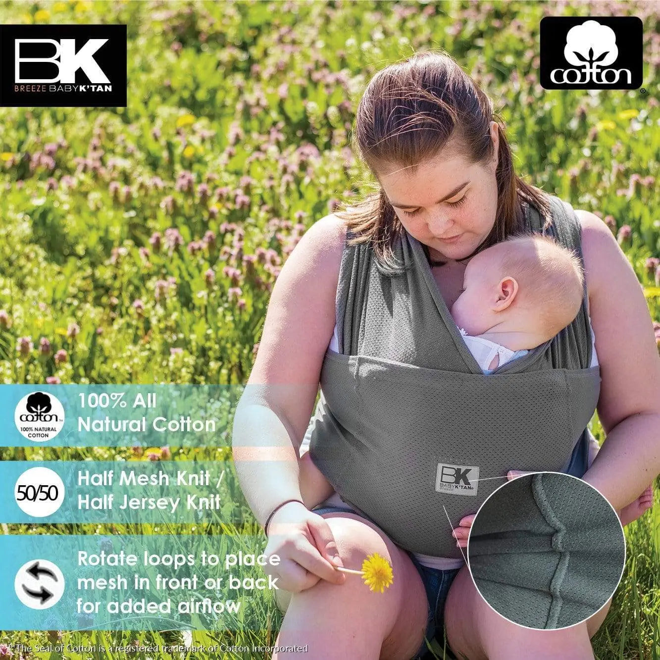 Baby K'tan Breeze Baby Carrier Charcoal Baby K'tan
