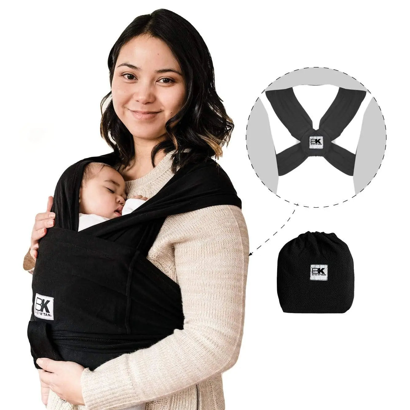Baby K'tan Original Baby Carrier Black Wrap Style Cotton Hands Free Baby K'tan