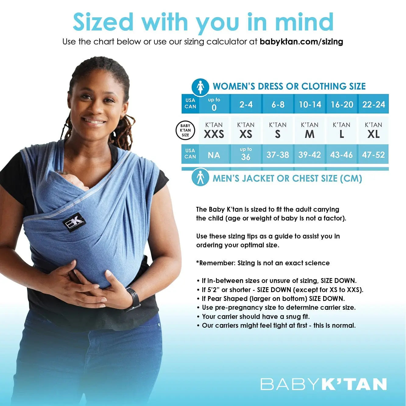 Baby K'tan Original Baby Carrier Denim Wrap Style Hands-Free Cotton Carrier Baby K'tan