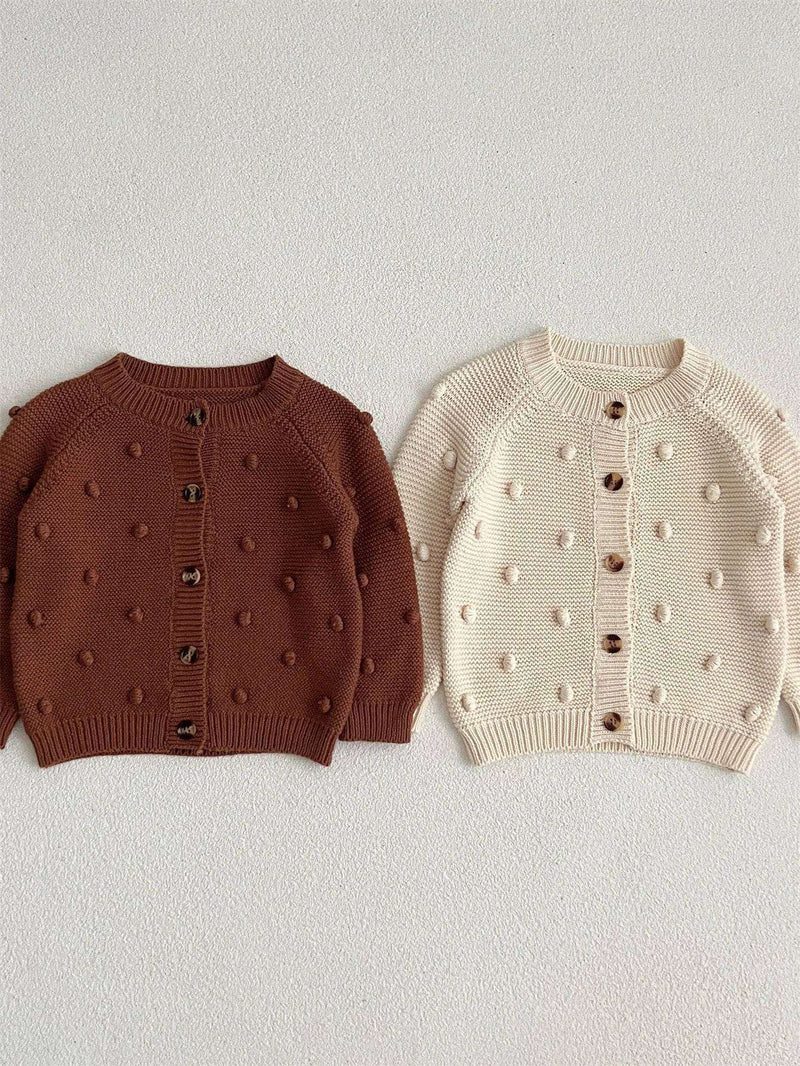 Baby & Kids unisex comfortable 3D dots sweaters in brown and beige.