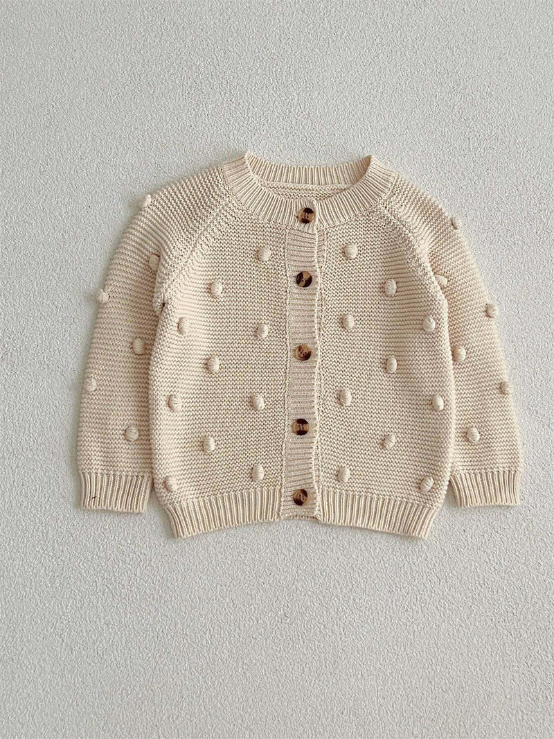 Baby & Kids unisex beige sweater with 3D embroidered dots.